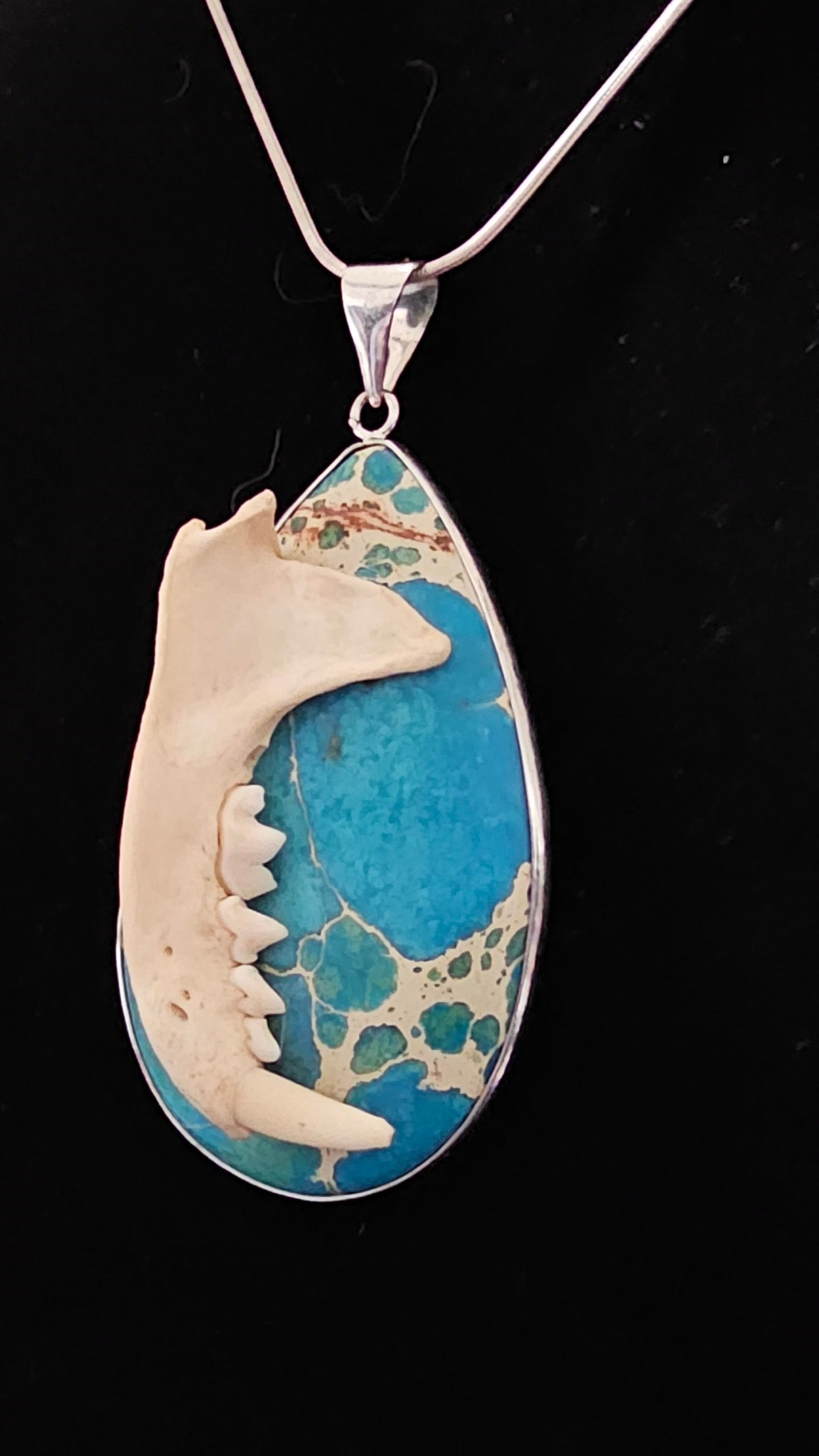 Mink Jawbone on Aventurine Pendant
