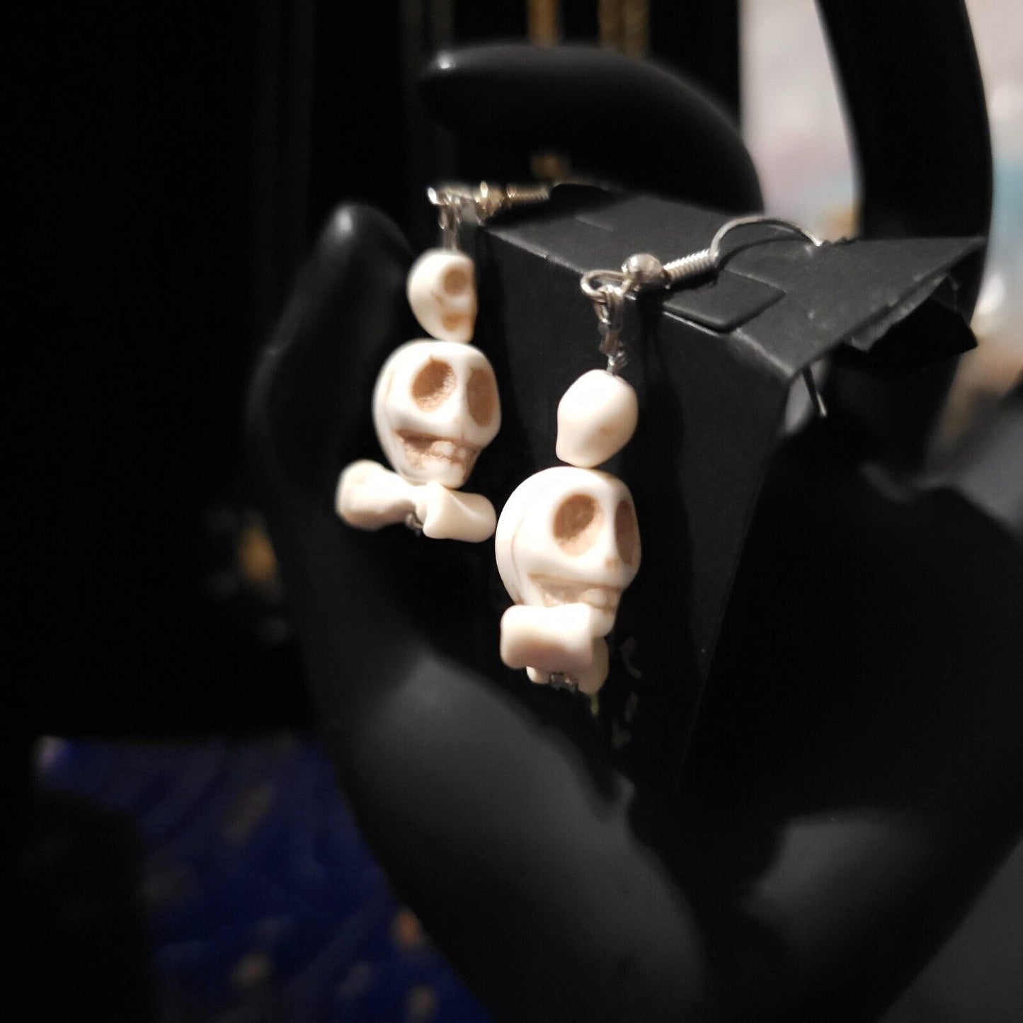 Mink Bones Skull Charms Earrings