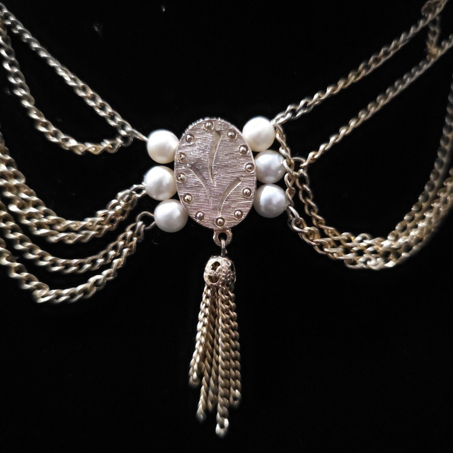 Vintage Chunky Chain Belt Necklace Medallion Multi Strand