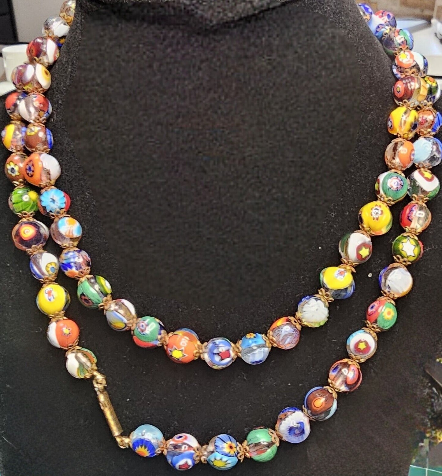 Vintage Millefiori Venetian Moretti Murano Beaded Glass Restringed
